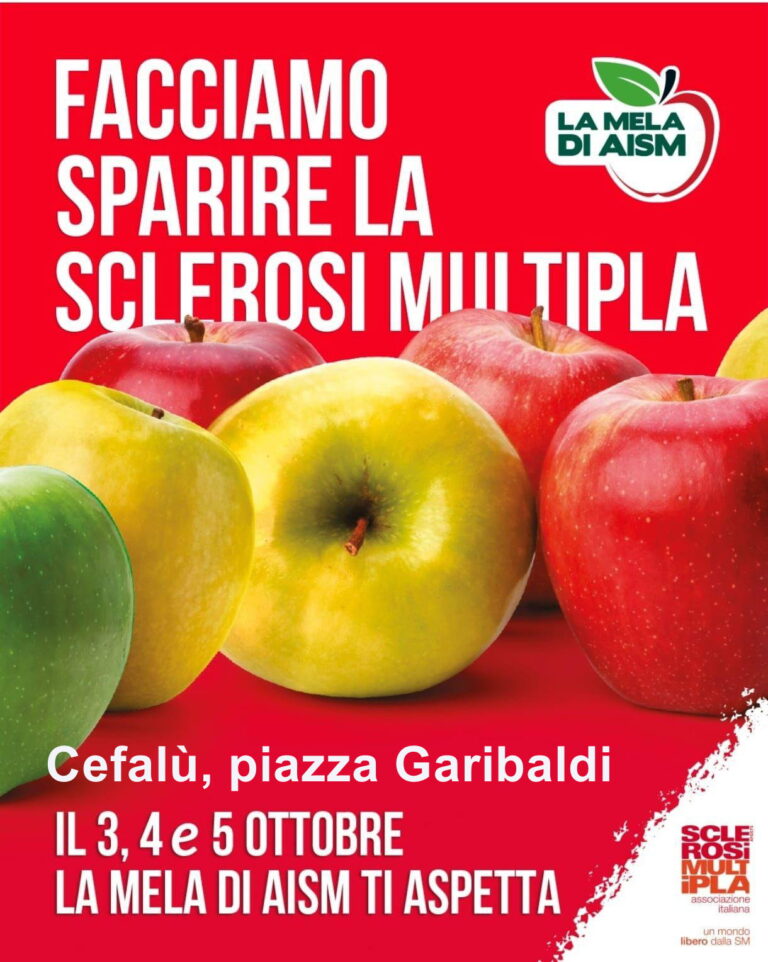 Pro Loco Cefalù. A piazza Garibaldi “la mela di Aism”
