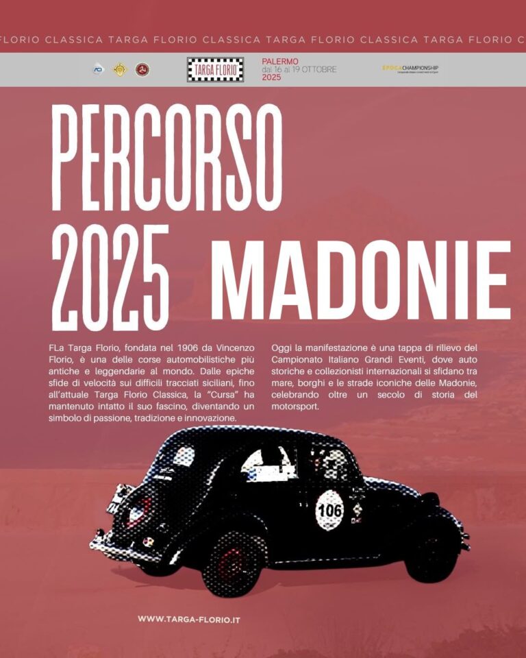 TARGA FLORIO CLASSICA,ECCO IL PERCORSO E GLI ORARI