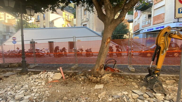 Cefalù. Iniziati i lavori nella via Umberto I° – Quale sarà la sorte dei ficus?