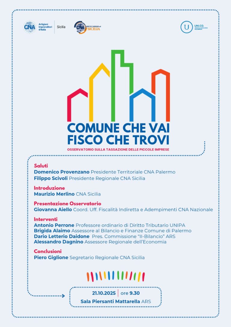 Cna Sicilia: Comune che vai, fisco che trovi