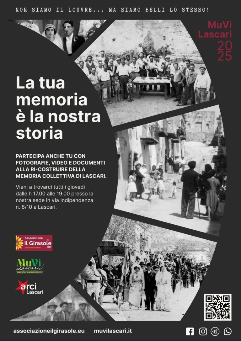 Riparte la campagna del MuVi Lascari LA TUA MEMORIA È LA NOSTRA STORIA