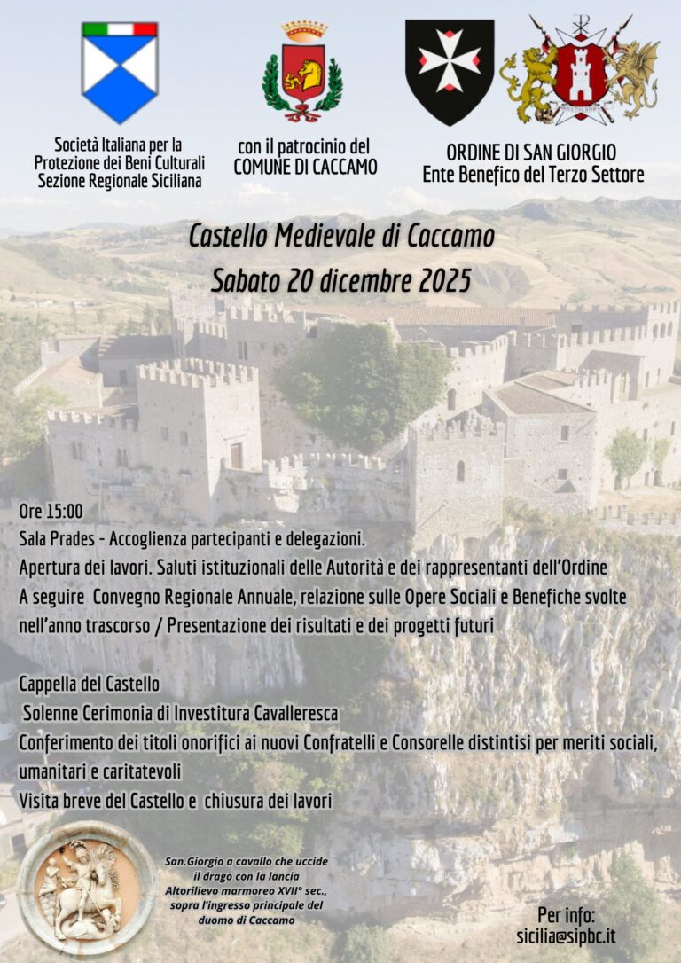 A Caccamo un convegno Regionale e Solenne Cerimonia di Investitura Cavalleresca dell’Ordine di San Giorgio ETS