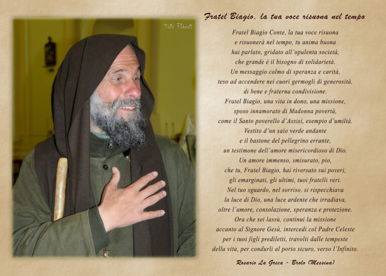 Un omaggio poetico per Fratel Biagio Conte, nel terzo anniversario della sua salita al cielo