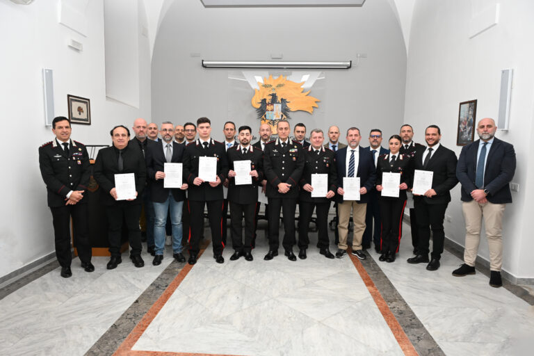 Cerimonia di consegna degli encomi ai Carabinieri del comando provinciale di Palermo