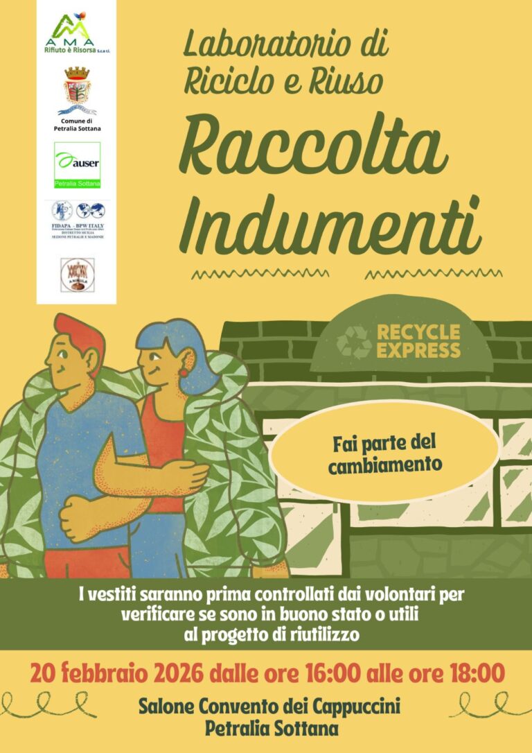 Raccolta indumenti Laboratorio di Riciclo e riuso a Petralia Sottana