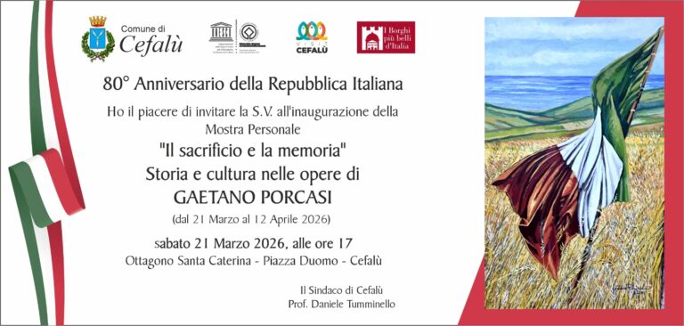 80° anniversario della Repubblica. A Cefalù espone Gaetano Porcasi