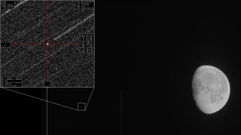 Artemis Integrity spunta da dietro la Luna (vista dal Gal Hassin)
