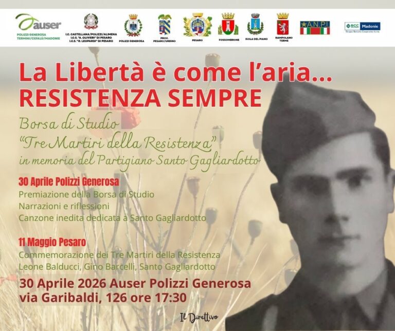 La Memoria si fa Futuro:a Polizzi Generosa la Premiazione della Borsa di studio in onore del Partigiano Santo Gagliardotto uno dei “Tre Martiri della Resistenza”