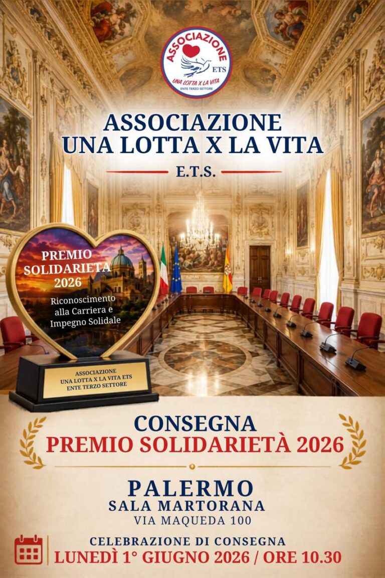  Palermo celebra il “Premio Solidarietà 2026”