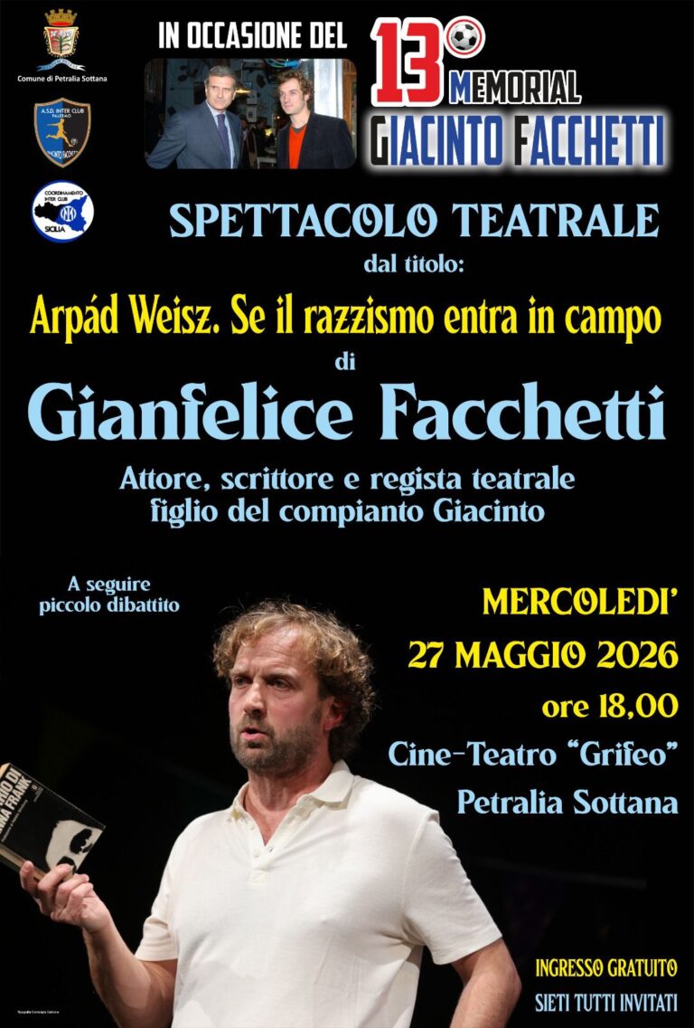 “Arpád Weisz. Se il razzismo entra in campo” con Gianfelice Facchetti