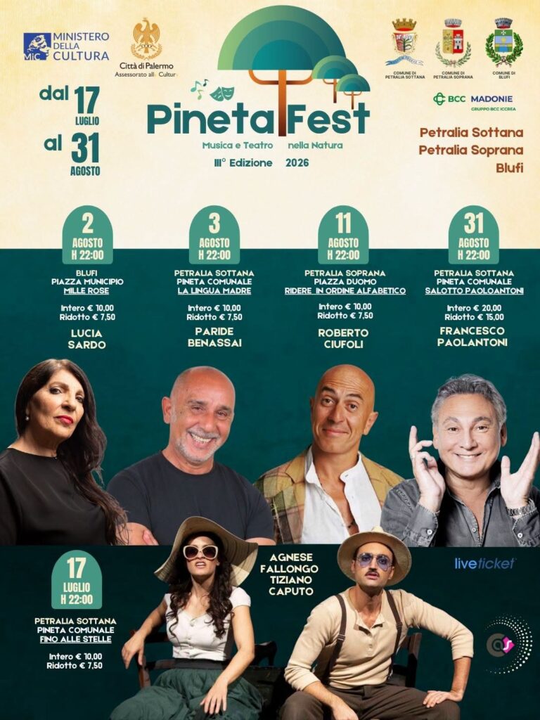 Torna il Pineta Fest: cinque grandi spettacoli tra natura, teatro e musica nel cuore delle Madonie