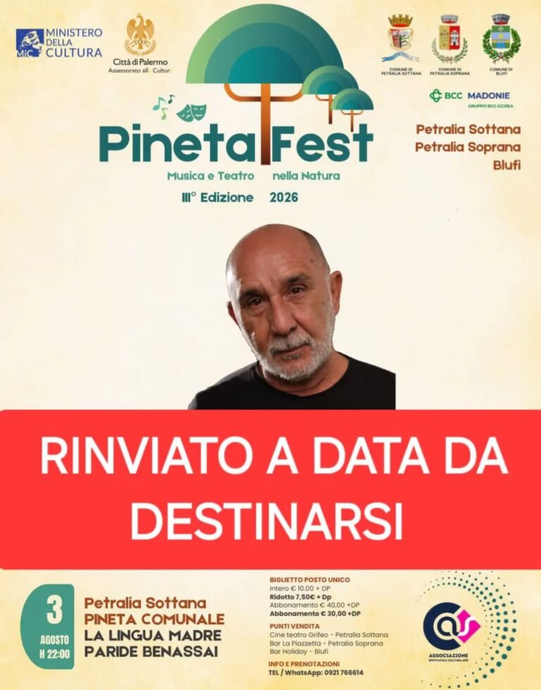 Petralia Sottana, rinviato lo spettacolo con Paride Benassai
