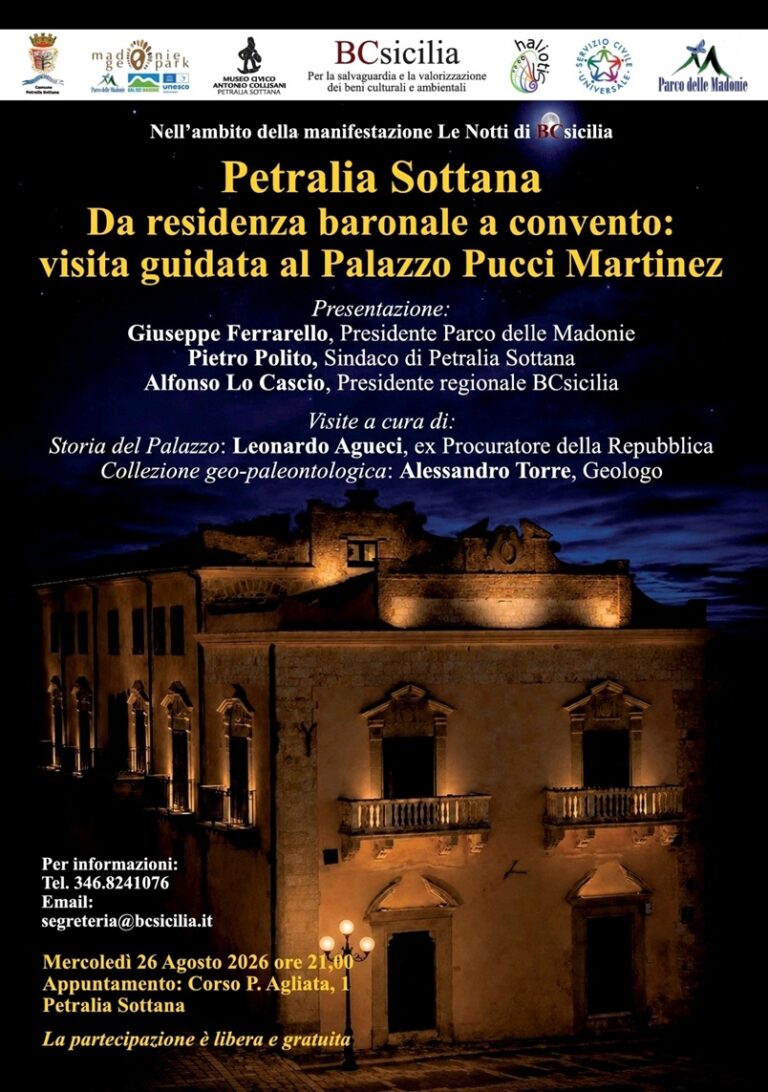 Petralia Sottana,da residenza baronale a convento:visita guidata al Palazzo Pucci Martinez